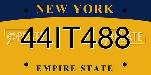 44IT488 New York License Plate