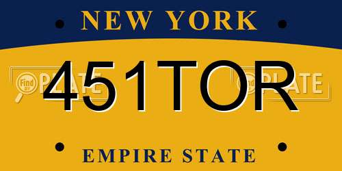 451TOR New York License Plate