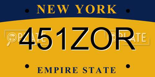 451ZOR New York License Plate