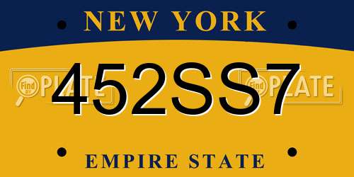 452SS7 New York License Plate