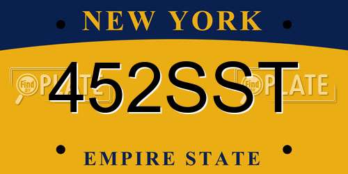 452SST New York License Plate