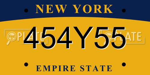 454Y55 New York License Plate