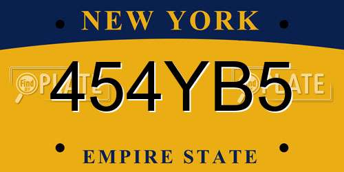 454YB5 New York License Plate