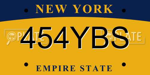 454YBS New York License Plate
