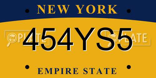 454YS5 New York License Plate