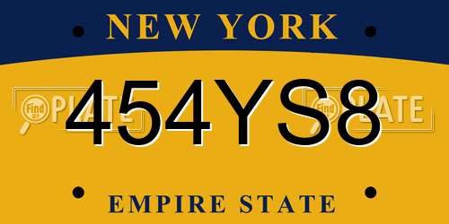 454YS8 New York License Plate