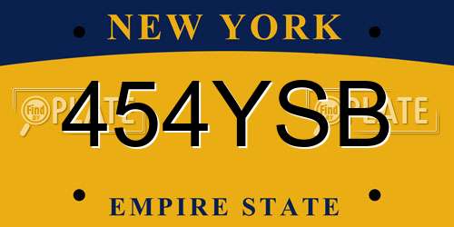 454YSB New York License Plate