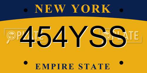 454YSS New York License Plate