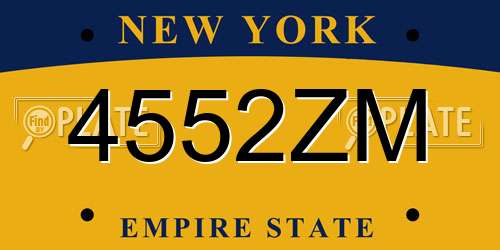 4552ZM New York License Plate