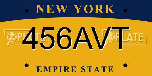 456AVT New York License Plate