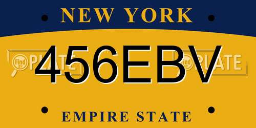 456EBV New York License Plate
