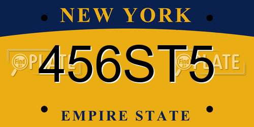 456ST5 New York License Plate