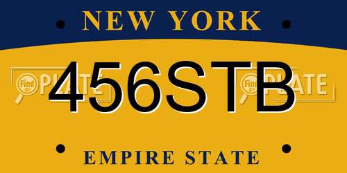 456STB New York License Plate