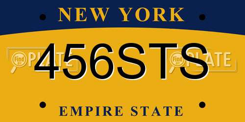 456STS New York License Plate