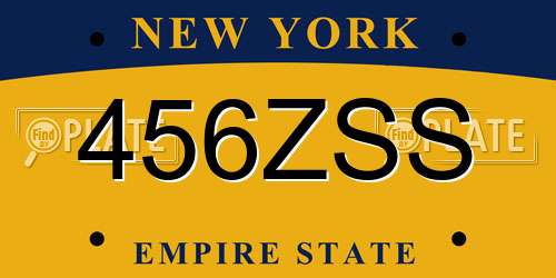 456ZSS New York License Plate
