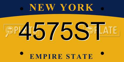 4575ST New York License Plate