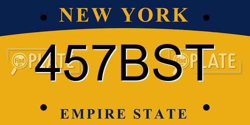 457BST New York License Plate