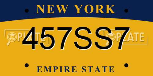 457SS7 New York License Plate