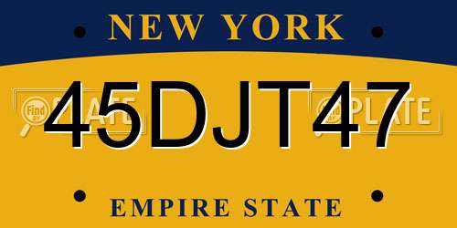 45DJT47 New York License Plate