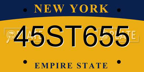 45ST655 New York License Plate
