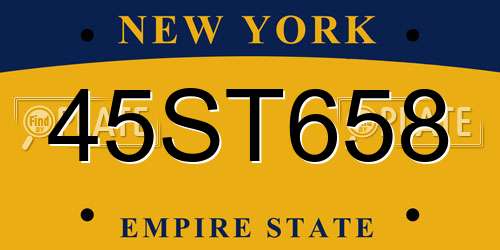 45ST658 New York License Plate