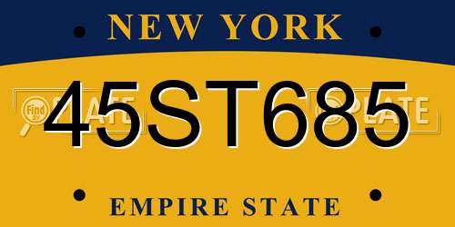 45ST685 New York License Plate