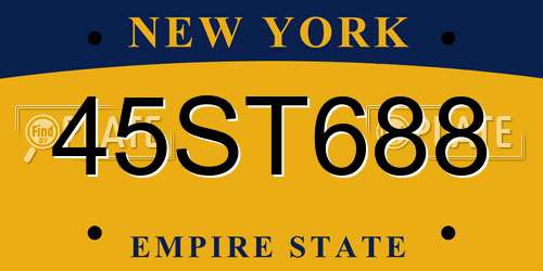 45ST688 New York License Plate