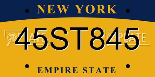 45ST845 New York License Plate