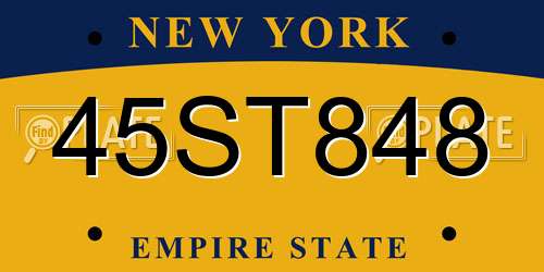 45ST848 New York License Plate