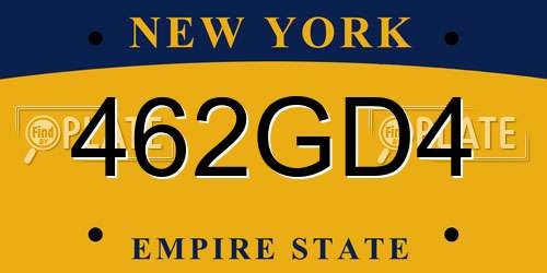 462GD4 New York License Plate