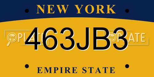 463JB3 New York License Plate
