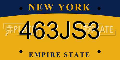 463JS3 New York License Plate