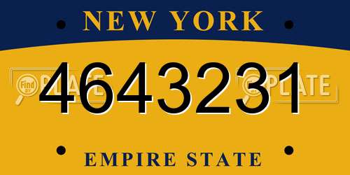 4643231 New York License Plate