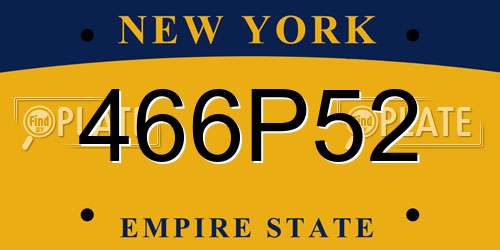 466P52 New York License Plate