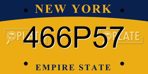 466P57 New York License Plate