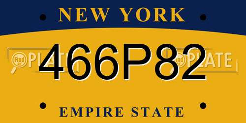 466P82 New York License Plate