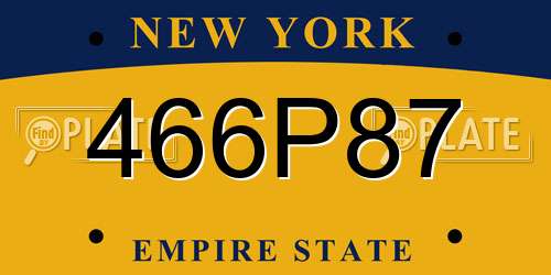 466P87 New York License Plate