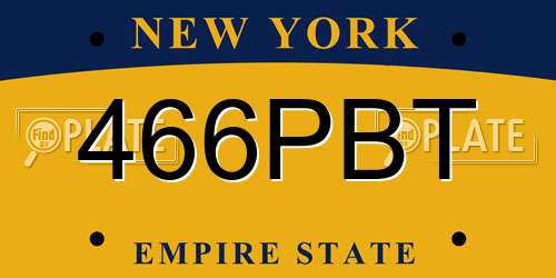 466PBT New York License Plate