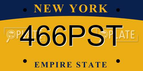466PST New York License Plate