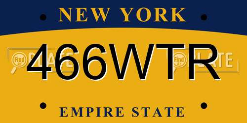 466WTR New York License Plate