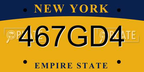 467GD4 New York License Plate