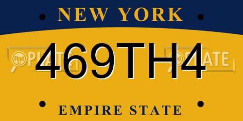 469TH4 New York License Plate
