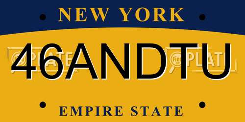 46ANDTU New York License Plate