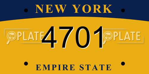 4701 New York License Plate