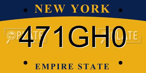 471GH0 New York License Plate
