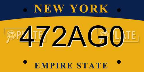 472AG0 New York License Plate