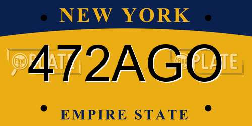 472AGO New York License Plate