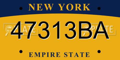 47313BA New York License Plate