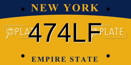 474LF New York License Plate