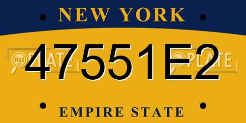 47551E2 New York License Plate